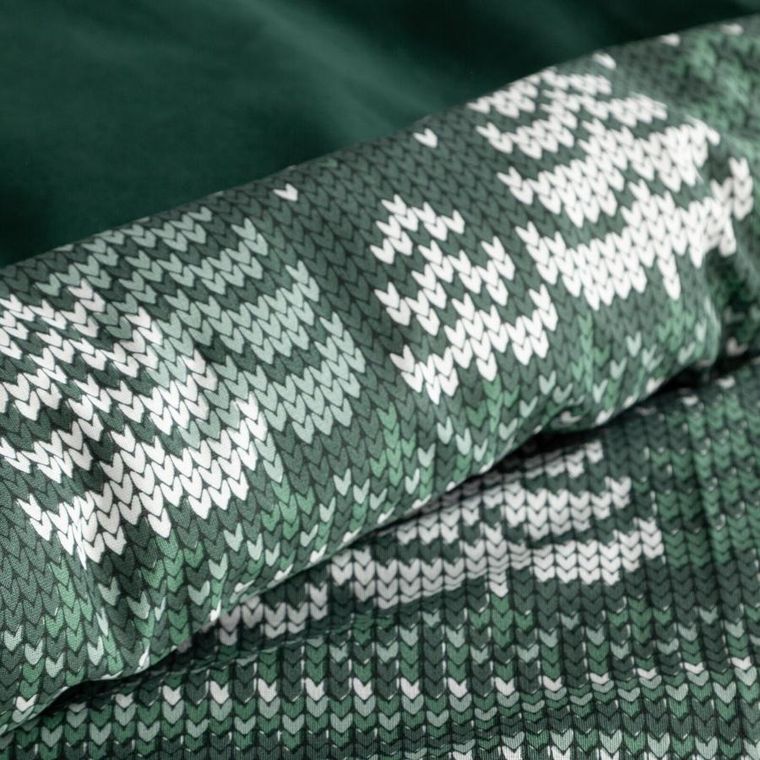 Eurofirany, świąteczny komplet pościeli, Clover, 160-200 cm, ciemnozielony