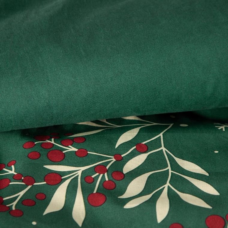 Eurofirany, świąteczny komplet pościeli, Cristian, 160-200 cm, butelkowy zielony