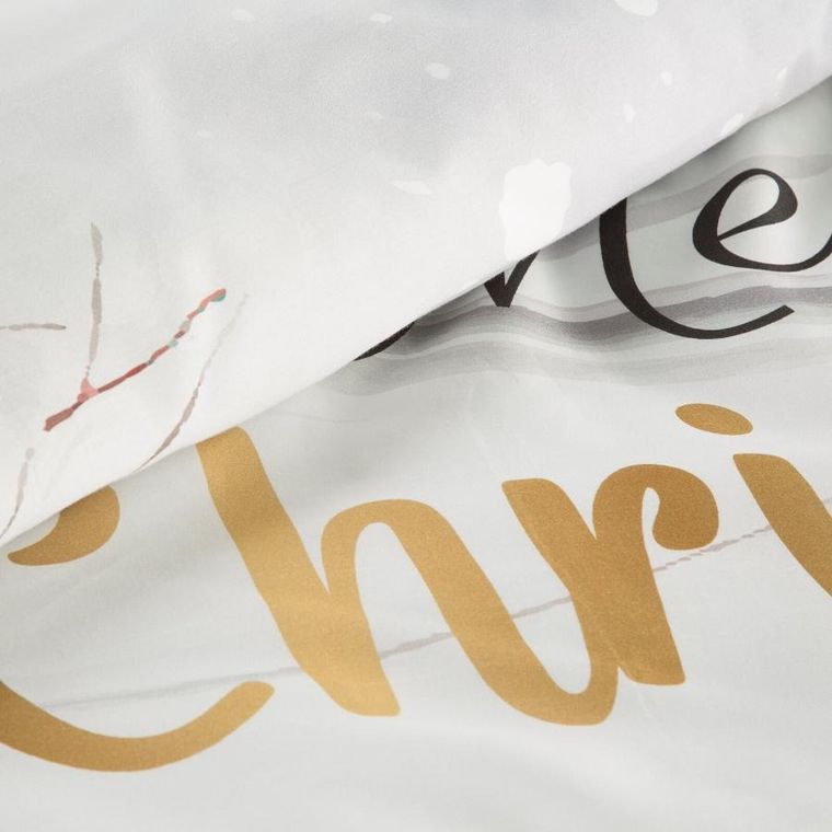 Eurofirany, świąteczny komplet pościeli, Joyfull, 220-200 cm, biały