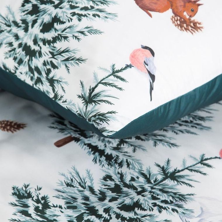 Eurofirany, świąteczny komplet pościeli, Roland, 160-200 cm, biały