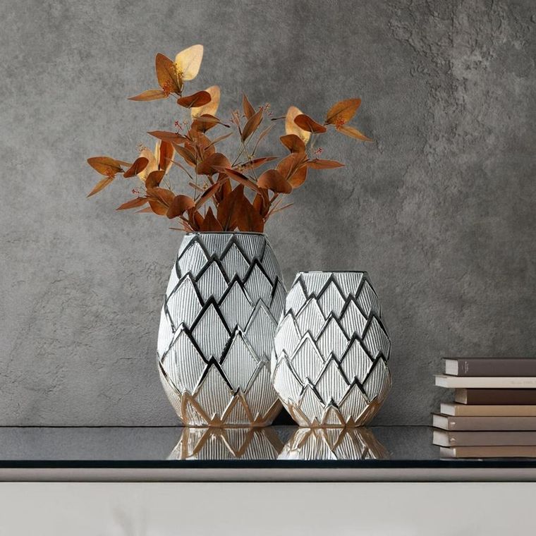 Eurofirany, wazon dekoracyjny, Saela, 25-11-34 cm, srebrny