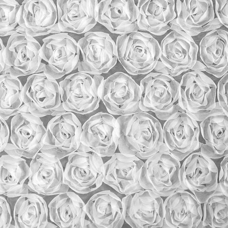 Eurofirany, zasłona gotowa, Roses, na taśmie, 140-270 cm, biały