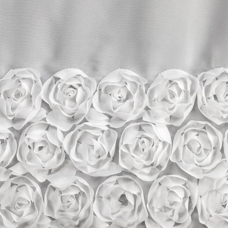 Eurofirany, zasłona gotowa, Roses, na taśmie, 150-90 cm, biały