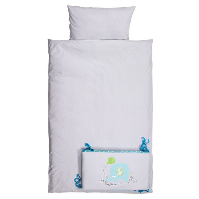 Ewa Klucze Eevi, Zwierzaki, Słoń, 3-częściowy komplet pościeli, 100-135 cm