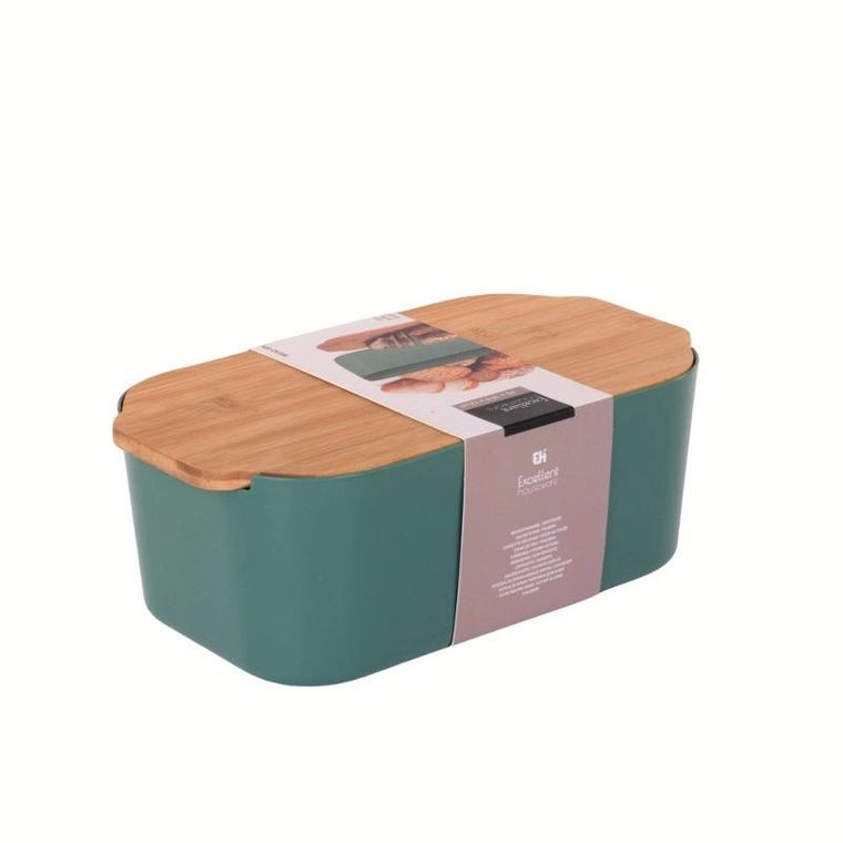 Excellent Houseware, chlebak z bambusową pokrywką, 33-18,5-12 cm