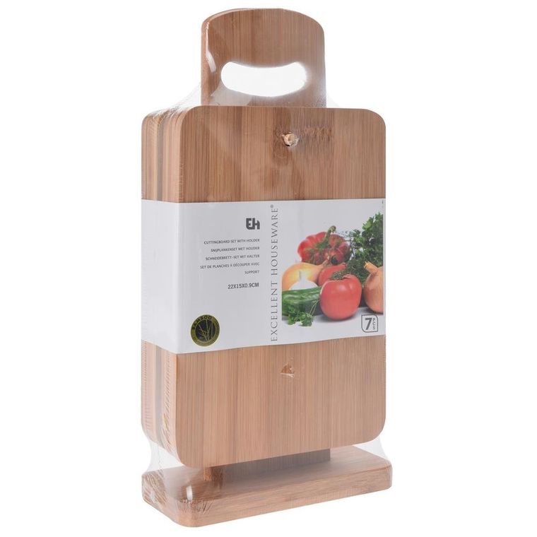 Excellent Houseware, deska bambusowa, 6 szt. + stojak