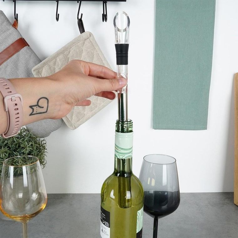 Excellent Houseware, dozownik do wina z wkładem chłodzącym, stalowy, 32 cm