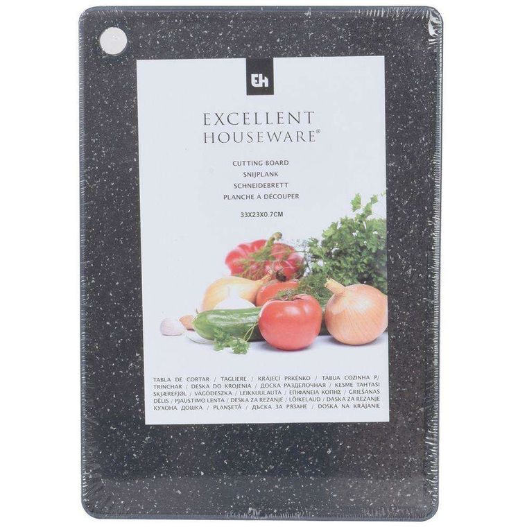Excellent Houseware, granitowa deska kuchenna, czarna, 33-23 cm antypoślizgowa