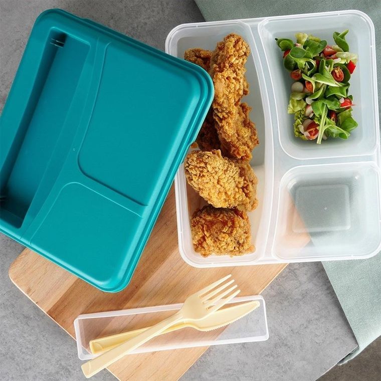 Excellent Houseware, lunchbox dzielony ze sztućcami, 1.3 l