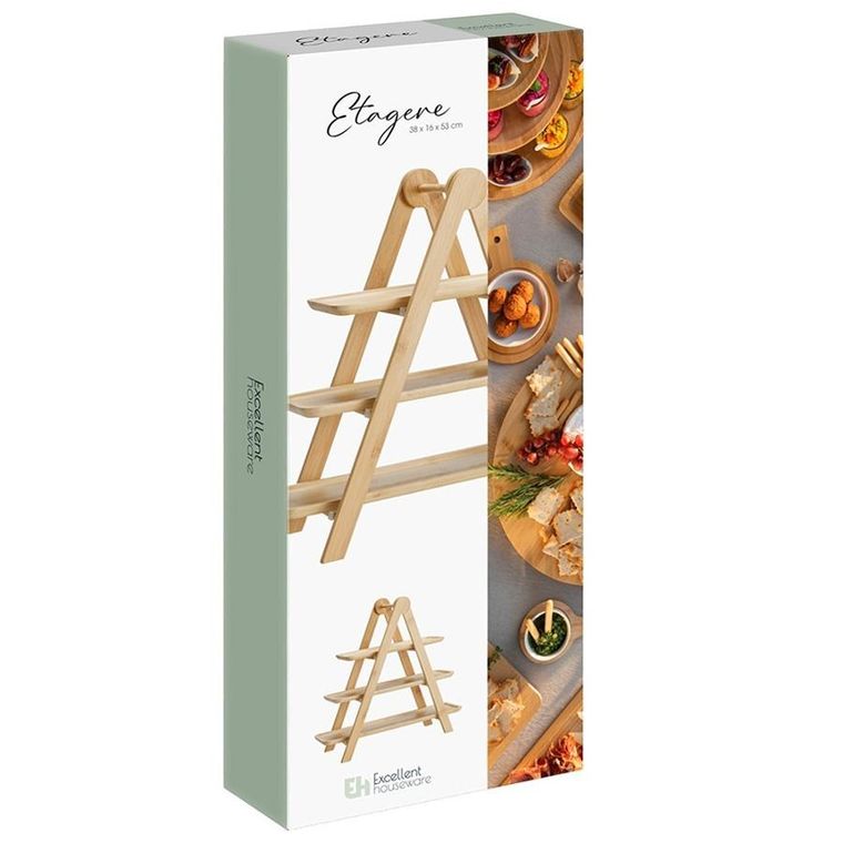 Excellent Houseware, patera bambusowa, 3 piętrowa, 43-13,5-39 cm