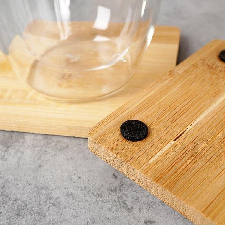 Excellent Houseware, podstawki pod kubek, drewniane kwadratowe, 4 szt.