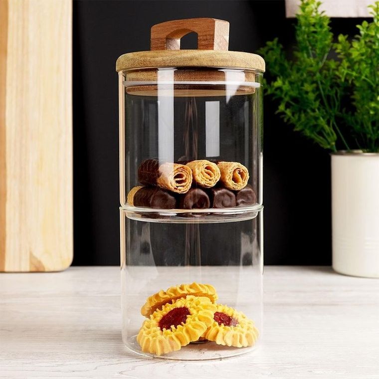 Excellent Houseware, pojemnik kuchenny, szklany z uszczelką i pokrywką, 600 ml