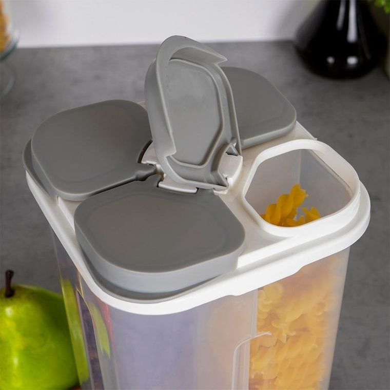 Excellent Houseware, pojemnik na produkty sypkie z dozownikiem dzielony, 2,4 l