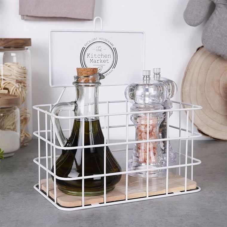 Excellent Houseware, półka kuchenna, metalowa biała, 21-12.5-24 cm