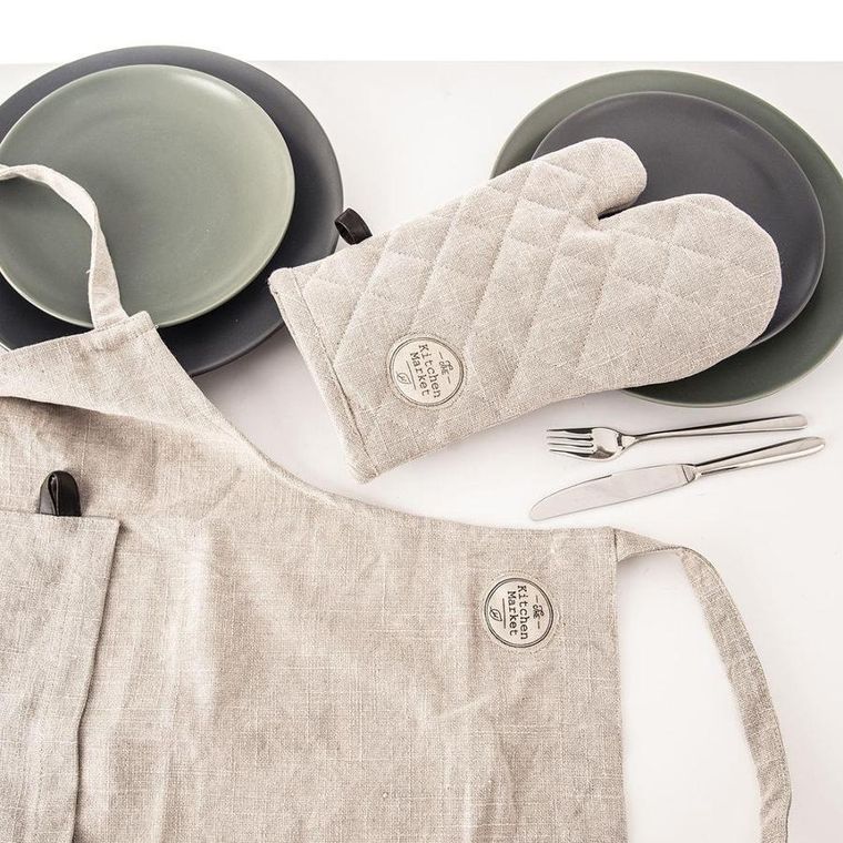 Excellent Houseware, rękawica kuchenna ochronna, bawełniana, beżowa 32-18 cm