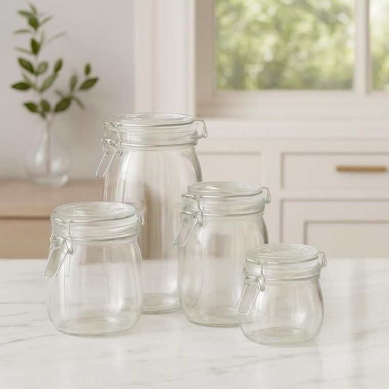 Excellent Houseware, Reso, szklane słoiki z klipsem, 4 szt.