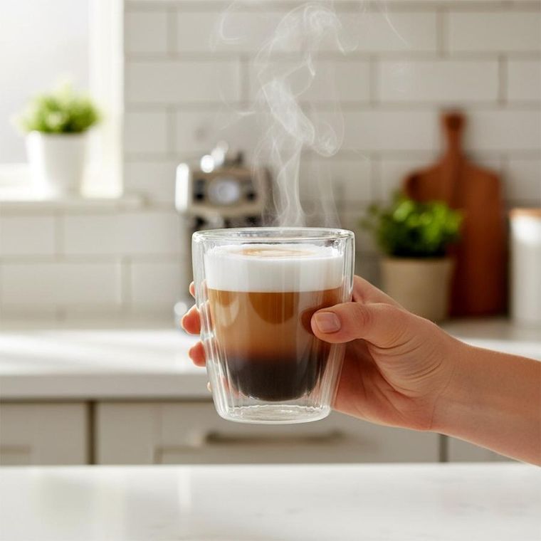 Excellent Houseware, szklanki termiczne z podwójną ścianką, do kawy i herbaty, 230 ml, 2 szt.