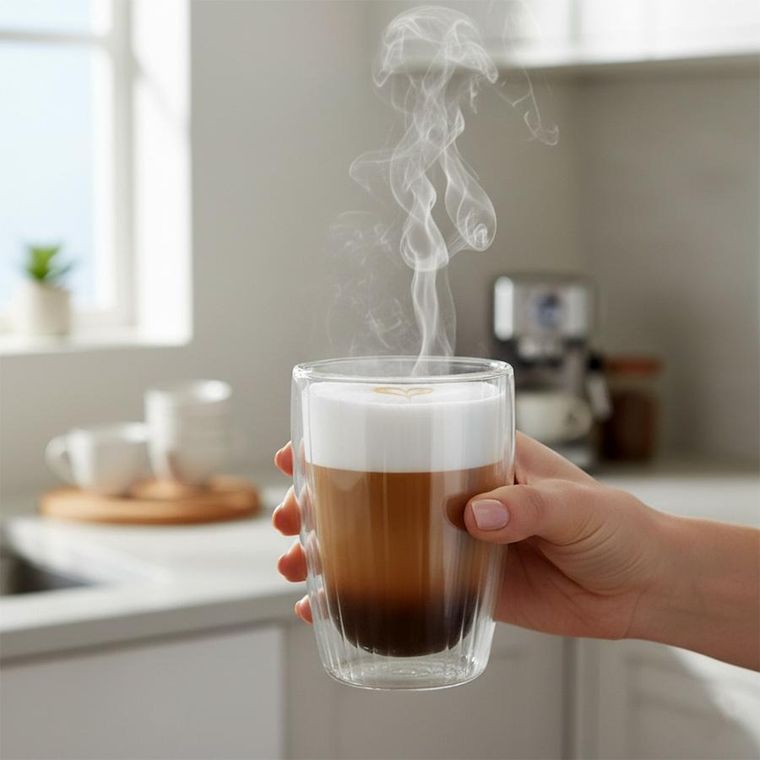 Excellent Houseware, szklanki termiczne z podwójną ścianką, do kawy i herbaty, 350 ml, 2 szt.