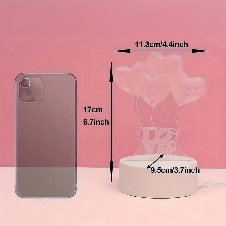 Extralink, Home, lampka nocna 3D, iluzja optyczna do sypialni, cztery serca