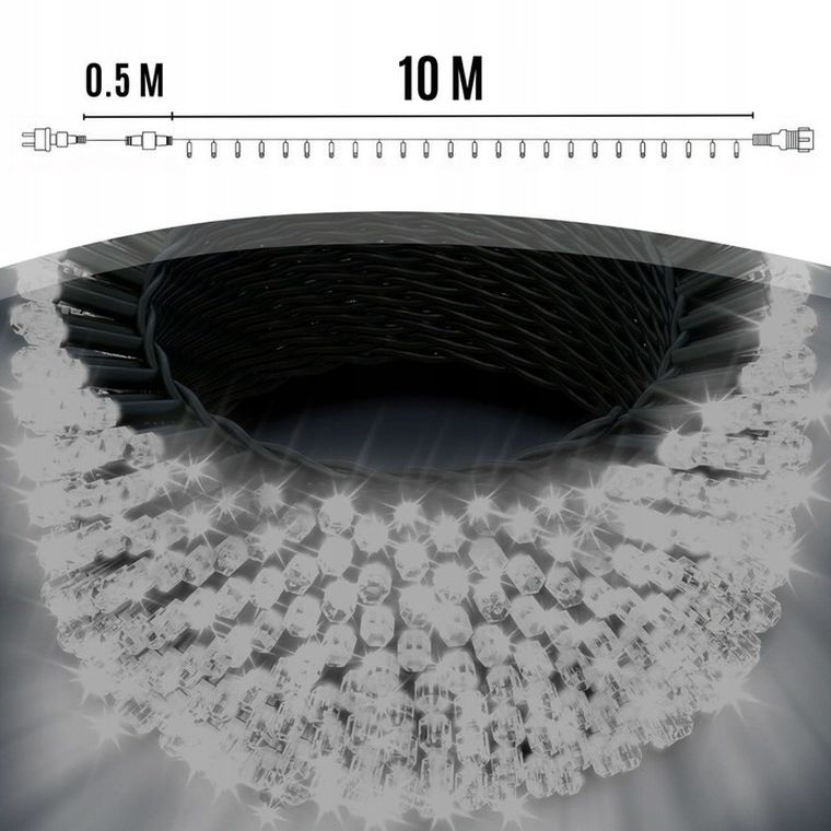 Extralink, lampki choinkowe, świąteczne, 10m, 100 LED, białe, zimne, zewnętrzne, wewnętrzne, na baterie