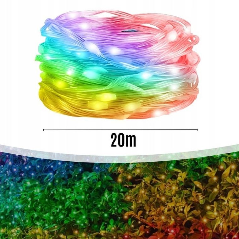 Extralink, lampki choinkowe, świąteczne, 20m, 200 LED, multikolor, smart, WiFi, pilot