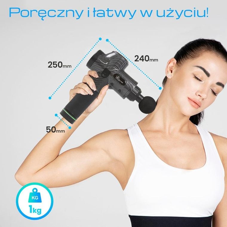Extralink Massage Gun Pro, pistolet do masażu, 3800 RPM, 6 końcówek