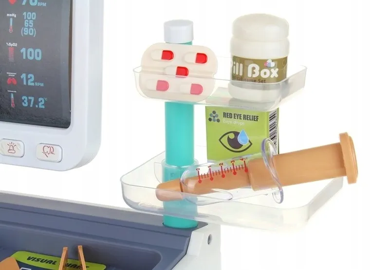 Extralink Toys, zestaw małego lekarza, interaktywny wózek medyczny, 26 elementów