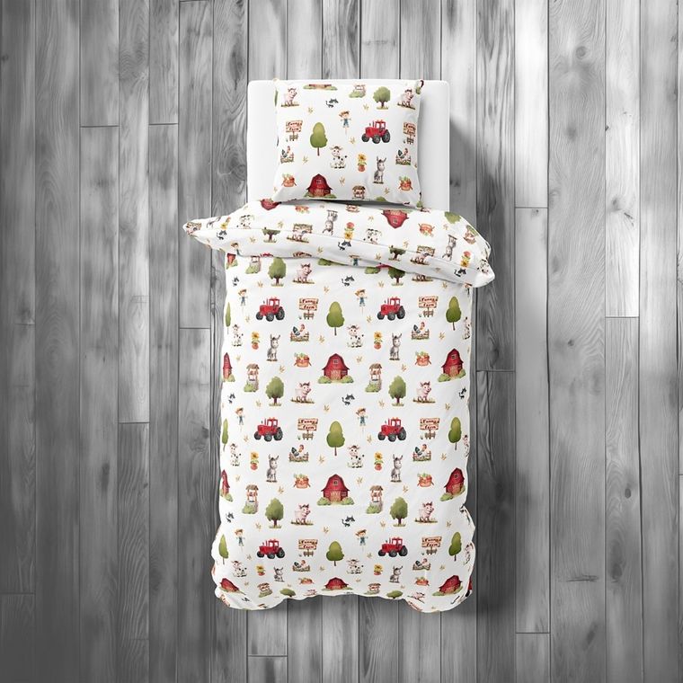 Farma, 2-częściowy komplet pościeli bawełnianej, 160-200 cm