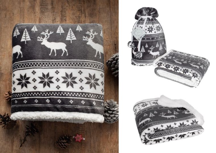 Faro, Saco, puszysty koc w worku prezentowym, popielaty, 127-152 cm