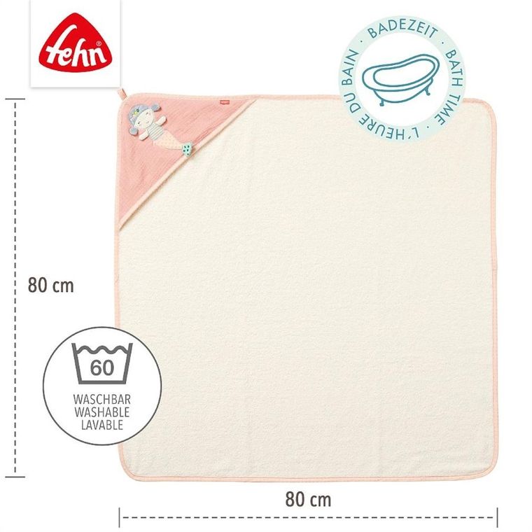 Fehn, Morze, ręcznik z kapturem, syrenka, 80-80 cm