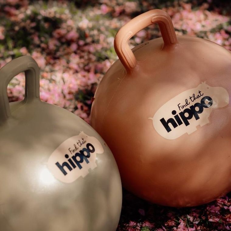 Find that Hippo, piłka do skakania, pomarańczowa