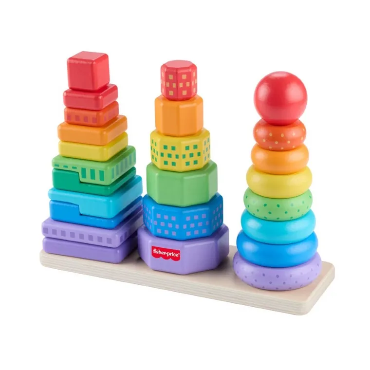 Fisher-Price, Drewniane piramidki, Sorter kształtówm zabawka niemowlęca