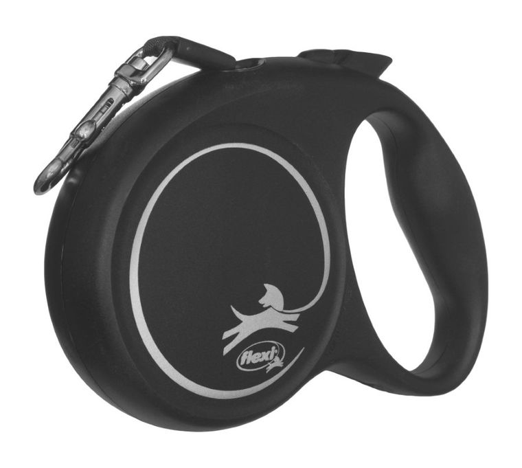 Flexi Black Design, smycz taśmowa, rozmiar M, 5m, czarna