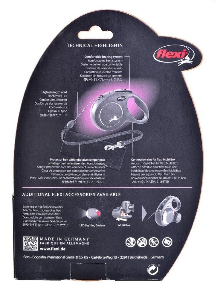 Flexi, New Classic, smycz automatyczna, linka, rozmiar M, 8 m, czerwona