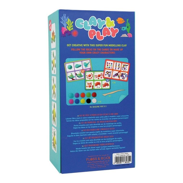 Floss & Rock, Clay & Play, Ocean, zestaw z gliną samoutwardzającą, 10 kolorów