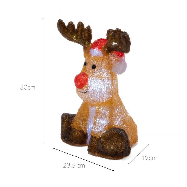 Fééric Lights And Christmas, świecąca dekoracja świąteczna, renifer, 30 cm