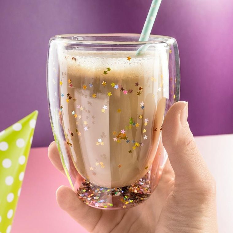 Gadget Master, gwiezdna szklanka, cekiny, podwójne ścianki