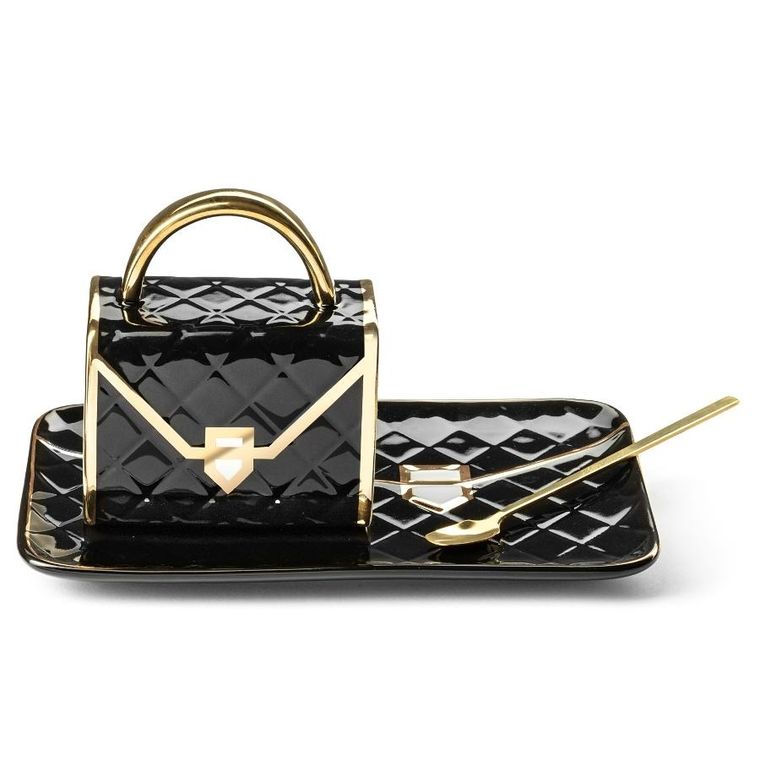 Gadget Master, kubek torebka, podstawka i łyżeczka, czarny