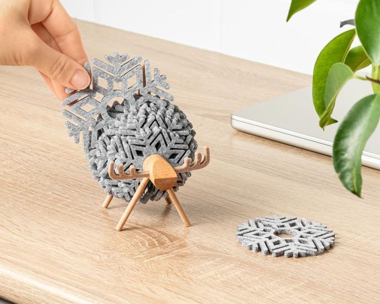 Gadget Master, podkładki filcowe, Łoś, szare, 12 szt.