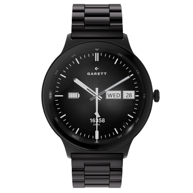 Garett, Quantum, smartwatch, stalowy, czarny