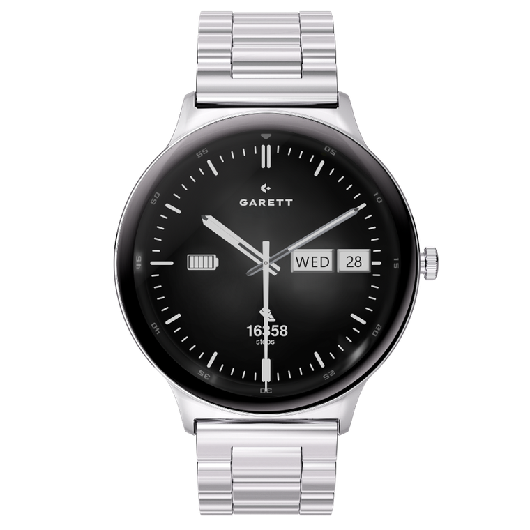 Garett, Quantum, smartwatch, stalowy, srebrny