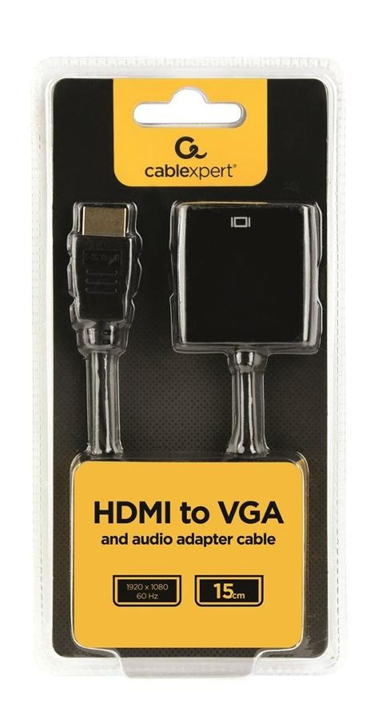 Gembird, adapter, A-HDMI-VGA-03, czarny, 0,15m