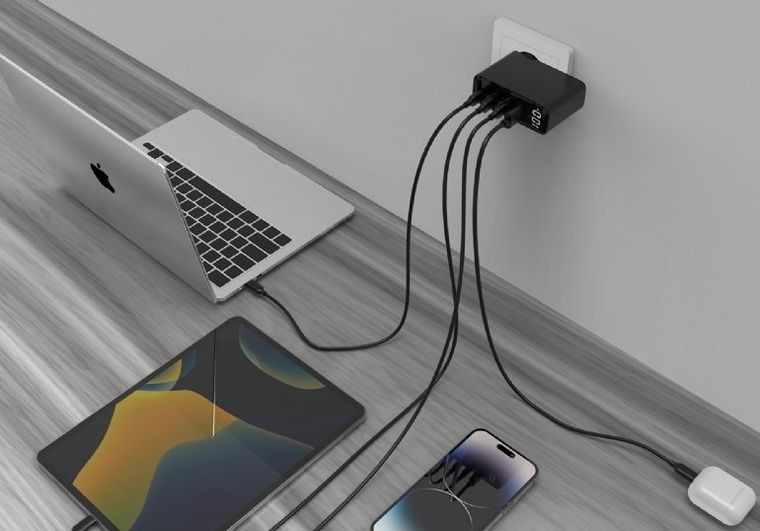 Gembird, szybka ładowarka sieciowa, 2-portowa, USB-A + USB TYP-C, 100W, czarna