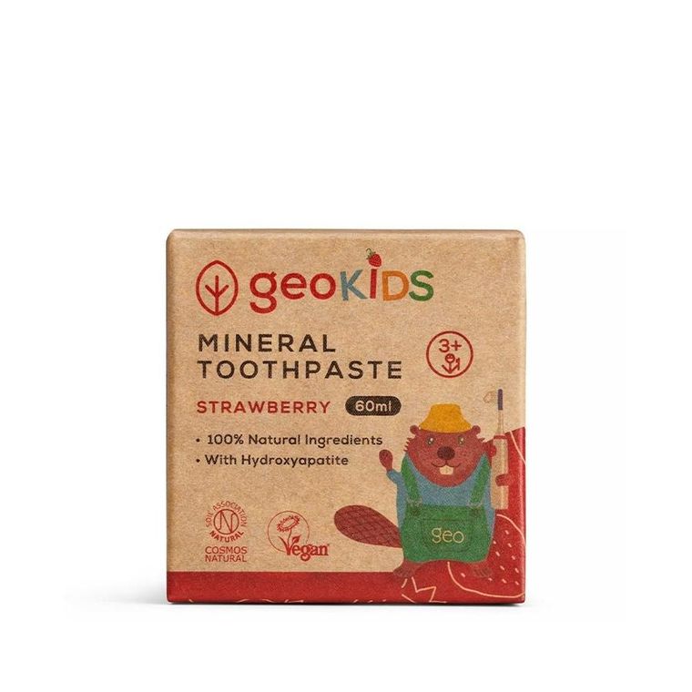 Georganics, GeoKIDS, mineralna pasta do zębów dla dzieci w słoiku, strawberry, 60 ml