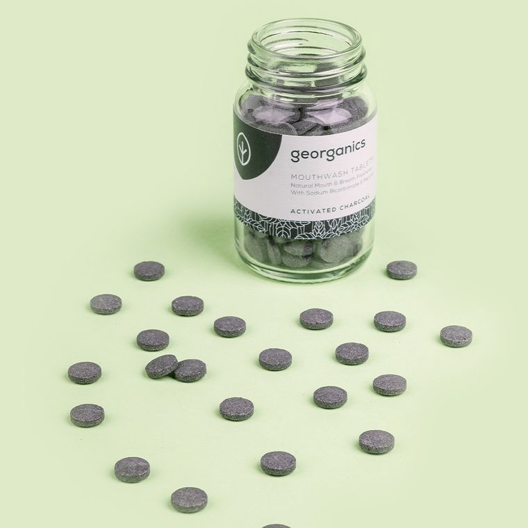 Georganics, naturalne tabletki do płukania jamy ustnej, Activated Charcoal, 180 tabletek