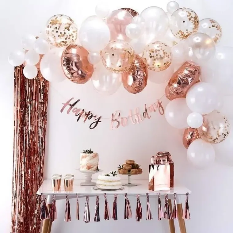 Girlanda balonowa, rose gold, 79 szt.