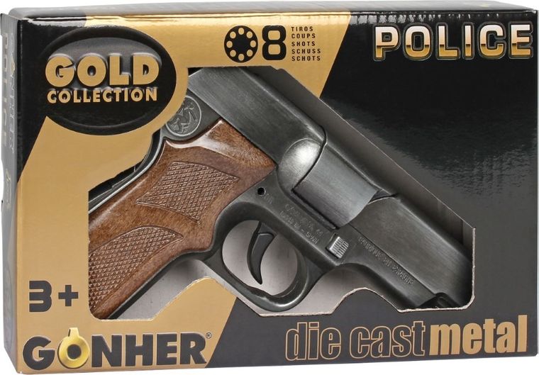 Gonher, pistolet policyjny Gold, metalowy, 8 naboi