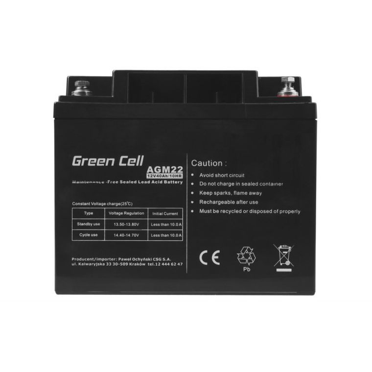 Green Cell, akumulator żelowy, AGM22, 12V, 40 Ah