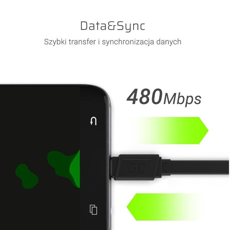 Green Cell, kabel USB - USB-C, 25cm, Quick Charge 3.0