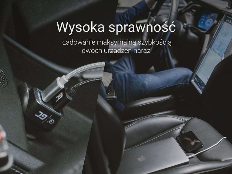 Green Cell, ładowarka samochodowa, Usb-c + Usb